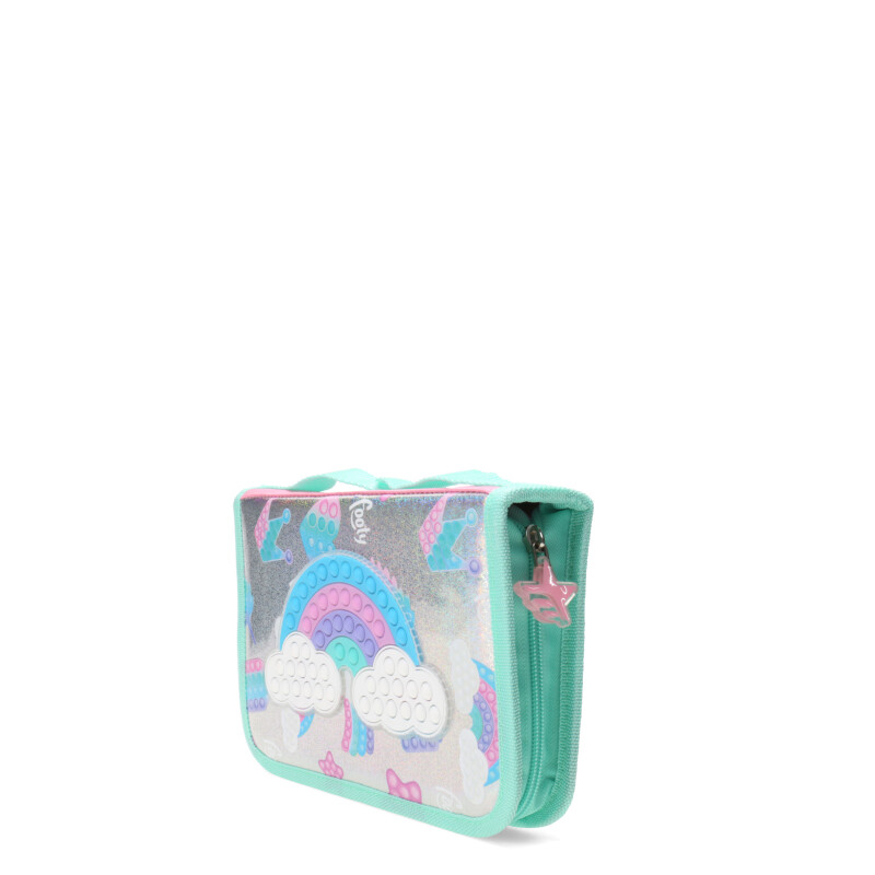 Cartuchera Footy Arcoiris Pop It Verde Agua - Rosado - Plateado