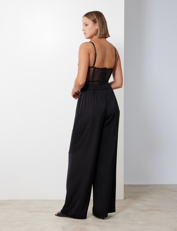 Pantalon Saten Wide NEGRO