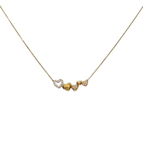 Conjunto Corazón-Oro bajo-Piedra Zirconia-CJ8032 Conpiedra