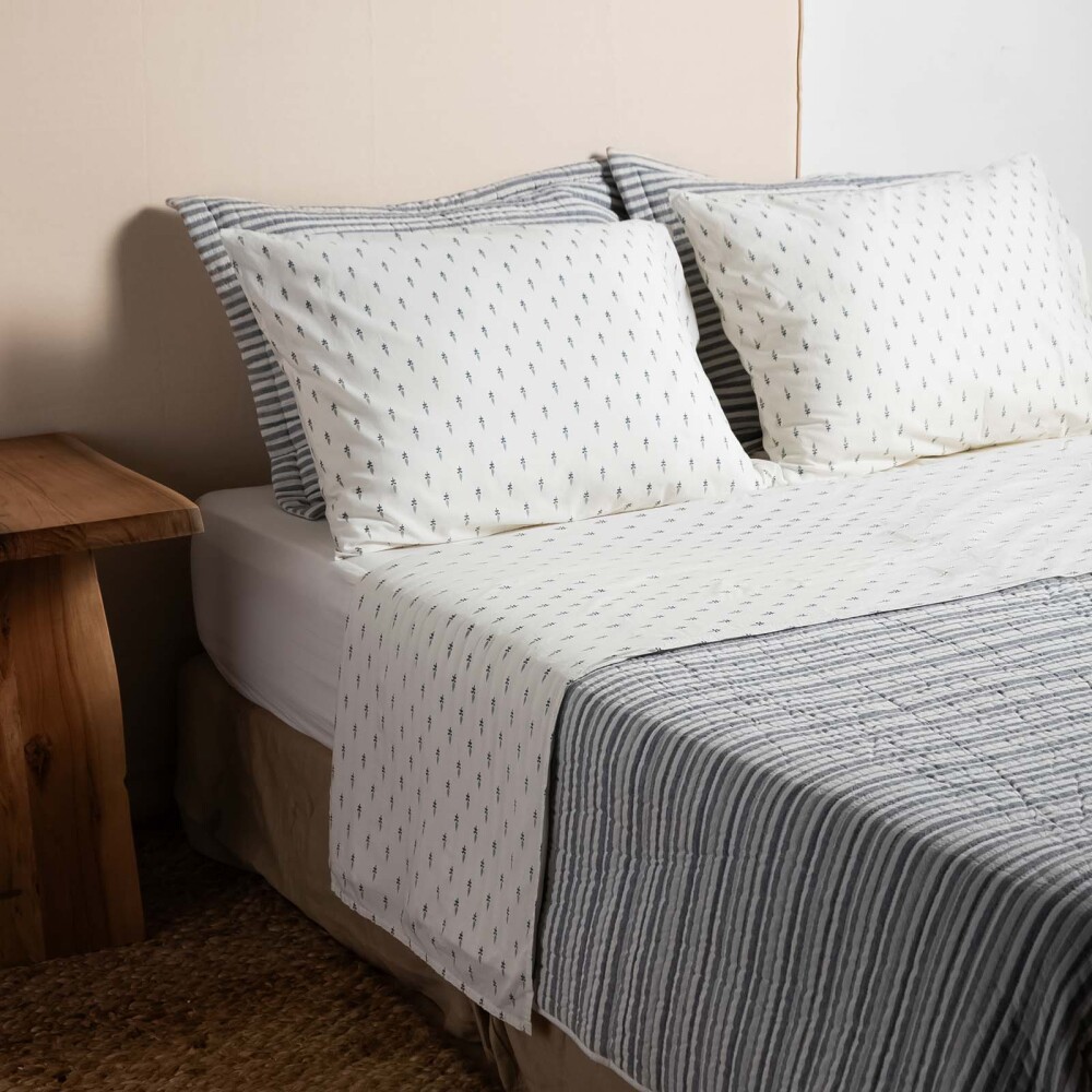 JGO SÁBANAS STRIPE, 2 PLAZAS ALGODON 180H GARMENT WASHED