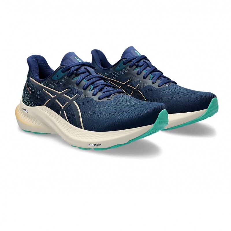 Asics Gt-2000 12 Blue Expanse/champagne Mujer Azul-dorado