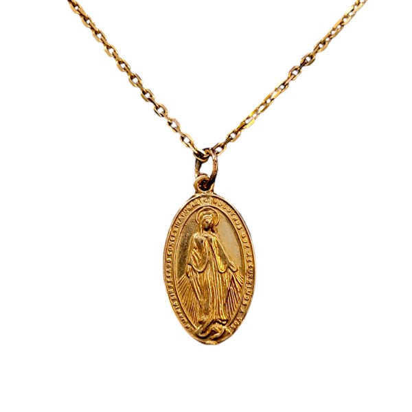 Dije Virgen Milagrosa-Oro bajo-Sin Piedra-CP8579 Sinpiedra