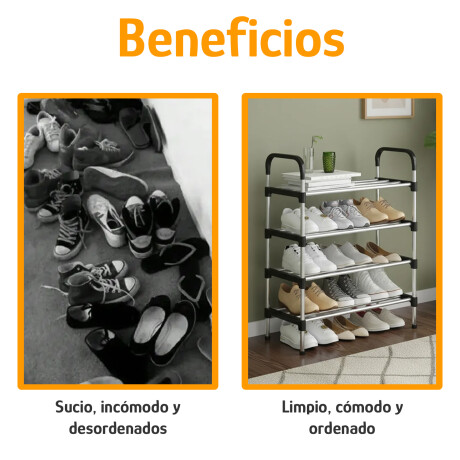 Organizador Zapatero Acero Multiuso 4 Niveles Liviano Plata/negro