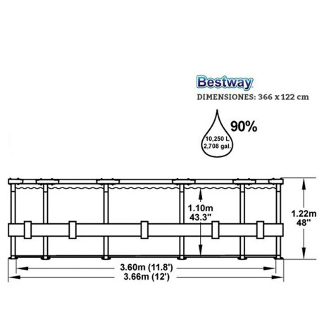 Piscina Bestway Estructural 10250 L + Bomba + Regalos Gris