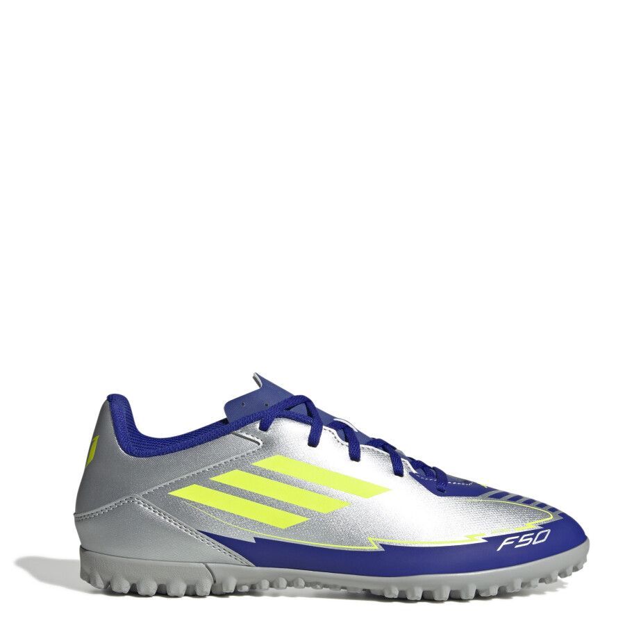 Championes Unisex Adidas Futbol 5 F50 Club TF Messi Plateado - Azul - Amarillo