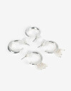 Aros Argollas Set Perlas Set De 2 Pares De Argollas De Metal Con Perla Bañado En Plata - Plateado