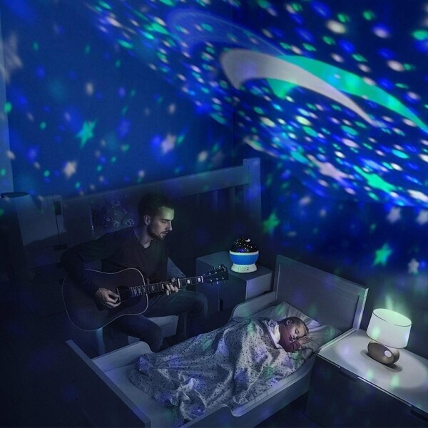 Lámpara Veladora Proyector Led De Estrellas Usb Mesa Techo Variante Color Celeste