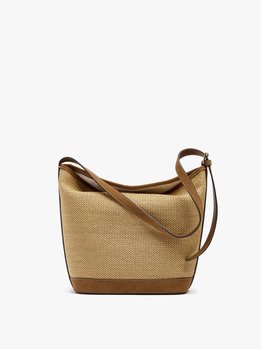 Bolso De Hombro Efecto Rafia - natural 