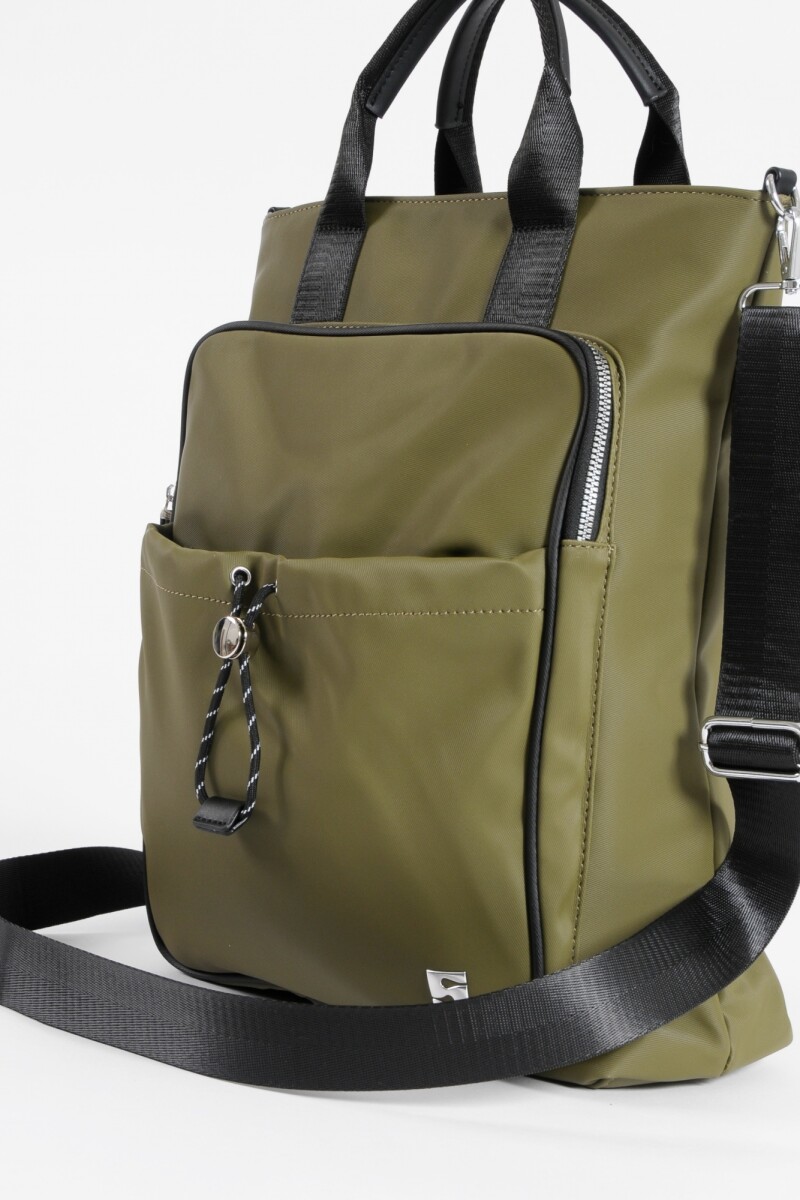 Mochila porta laptop con bolsillo fruncido verde