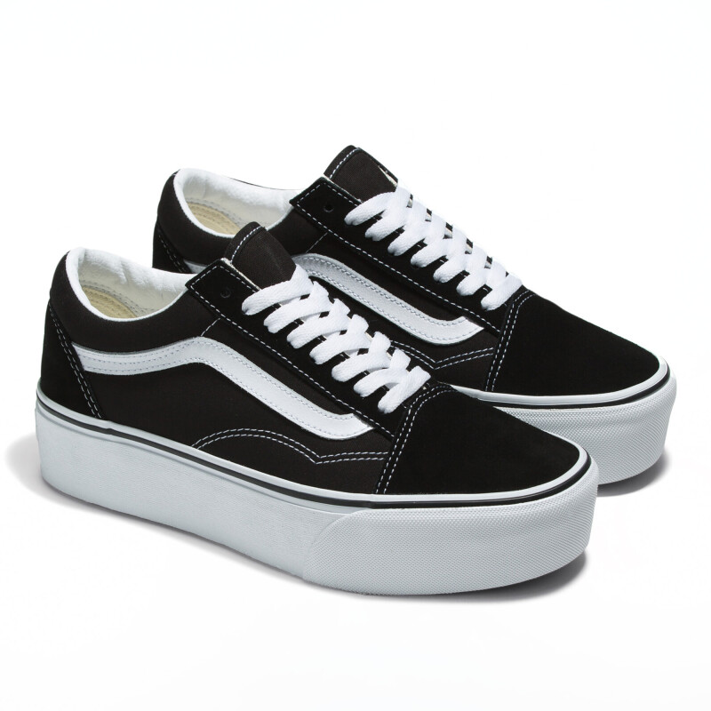 Championes Vans Plataforma UA Old Skool Stackform de Mujer - VN0A7Q5M6BT Negro-blanco