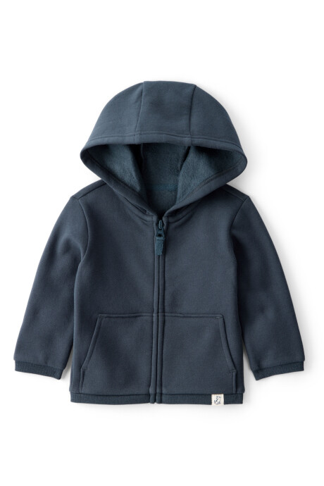 Campera de algodón con felpa, azul marino Sin color