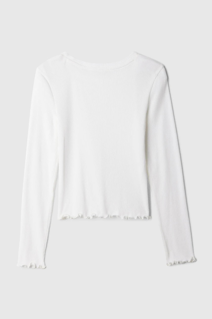 Remera Rib Manga Larga Niña New Off White