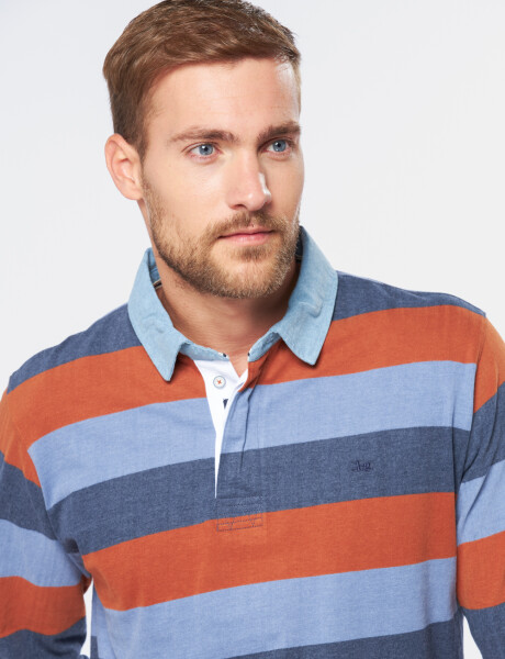 REMERA POLO RAYADA Terracota