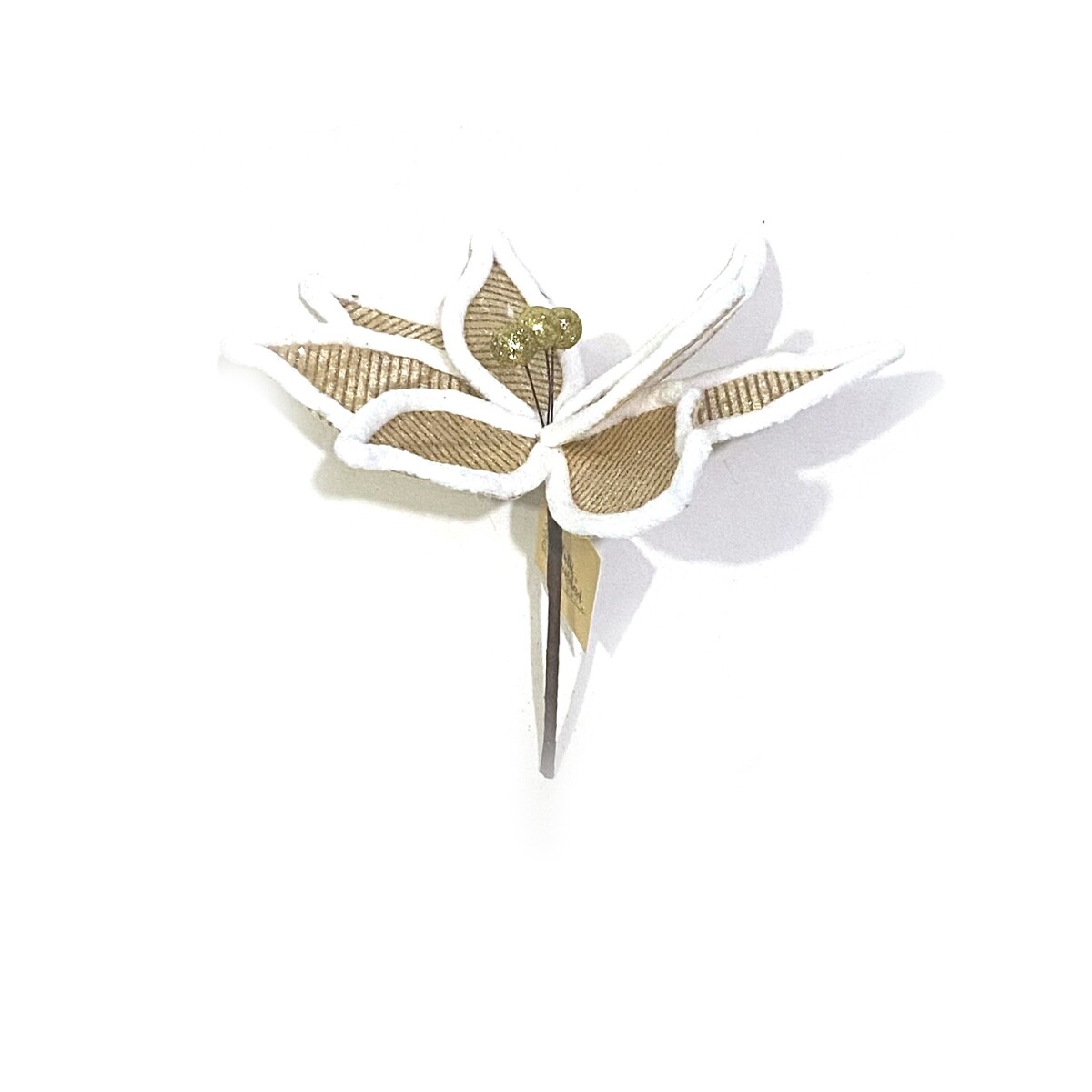 Flor Navideña Rustica Con Borde Blanco 18 Cm 