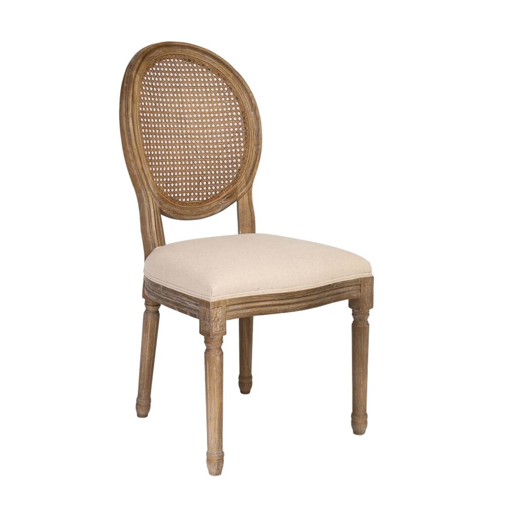 SILLA DE COMEDOR MADERA NATURAL-BEIGE ESTILO LUIS XV