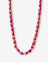 Collares Largos Color Collar Largo Oval Facetados - Rojo Cereza