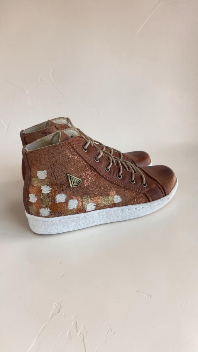 Bota Daria Terra Jaspeado Cobre Con Arte Pintado A Mano 