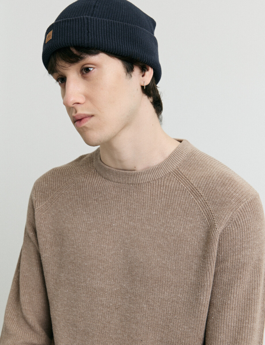 470986 SWEATER HARRINGTON LABEL Tostado