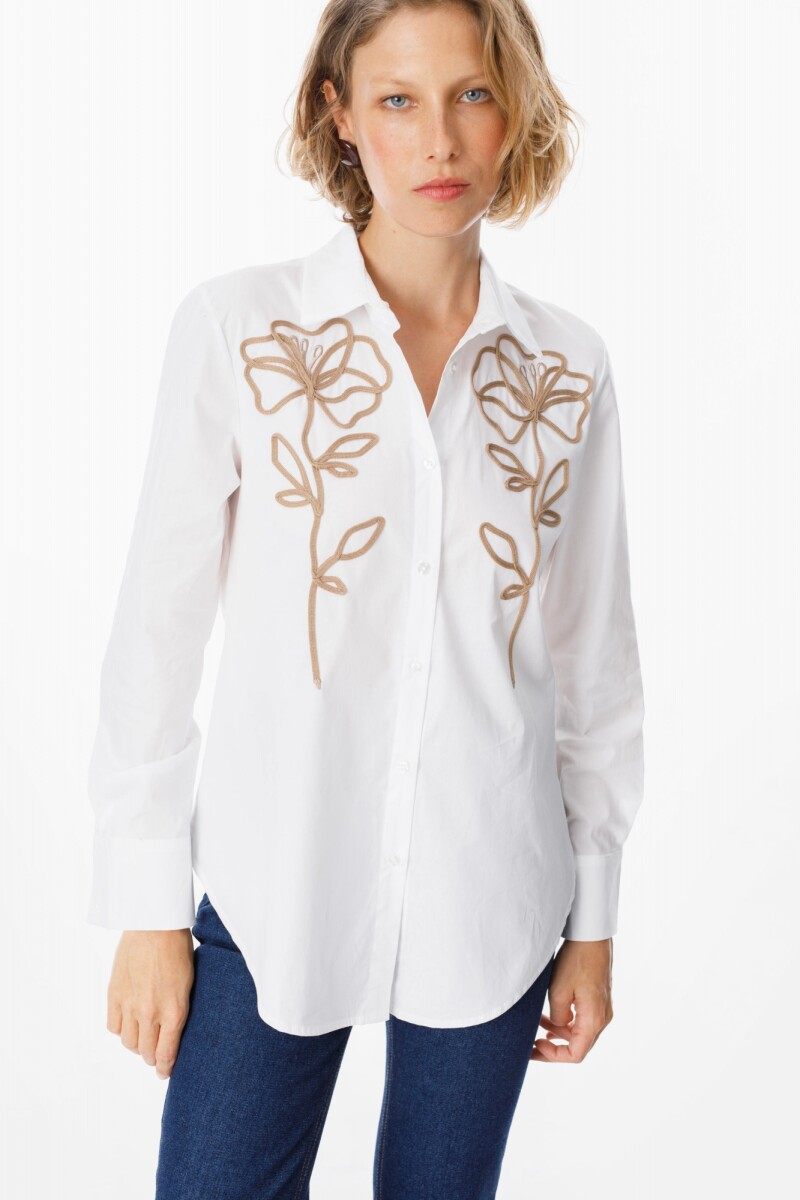 Camisa Petaline Blanco/Vison