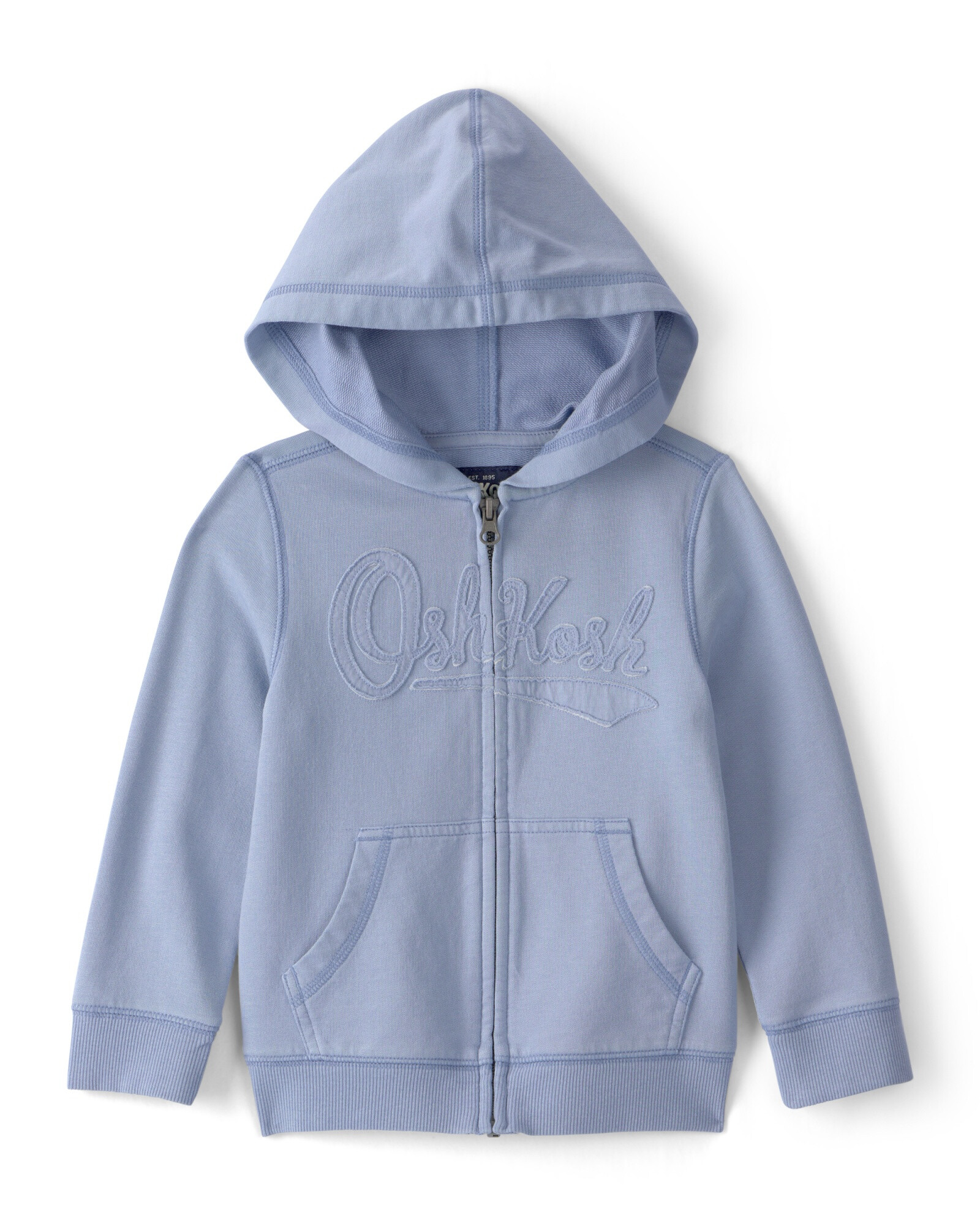 Campera de algodón, azul, con capucha y logo Sin color
