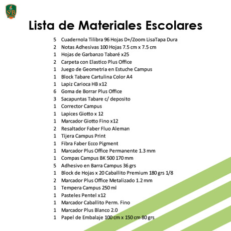 Lista de Materiales Escolares St Brendan's - 4º Escuela Niñas Lista de Materiales Escolares St Brendan's - 4º Escuela Niñas
