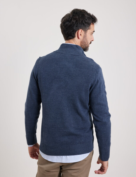 Sweater Medio Cierre Harrington Urban Azul Melange