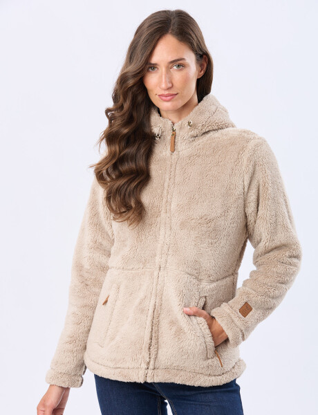 CAMPERA CON CAPUCHA SHERPA SUAVE Beige Oscuro