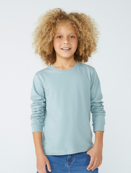 CAMISETA BÁSICA UNISSEX INFANTIL MANGA GRIS