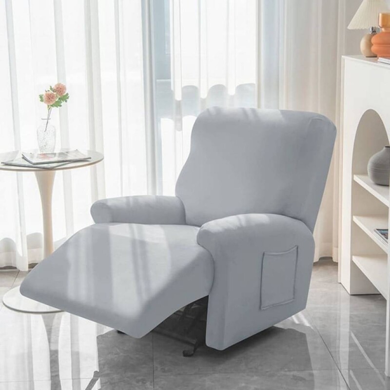 Funda sillón reclinable 1 cuerpo lisa gris claro