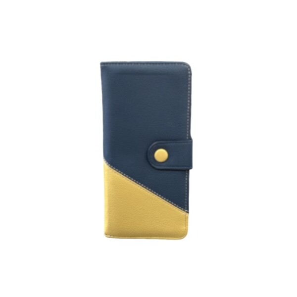 Billetera de dama larga combinada Azul y amarillo