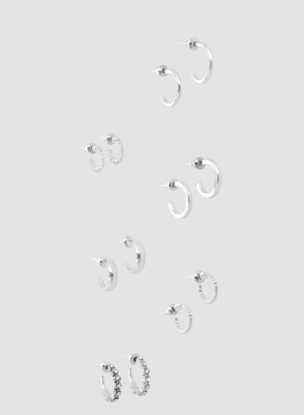 Set de aros brillos<br /> silver Plata
