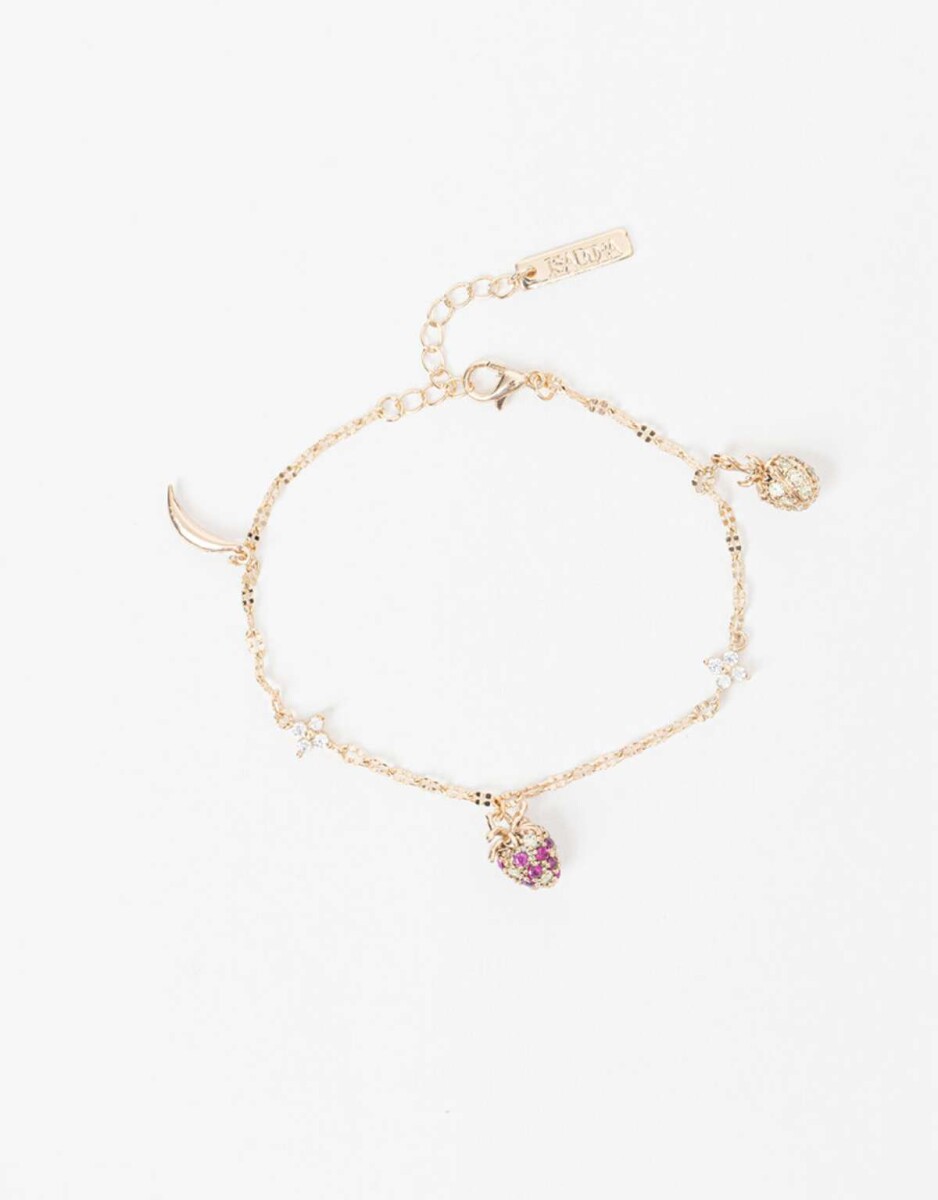 Pulsera Flexible Frutal Con Cubic Zirconia - Dorado 