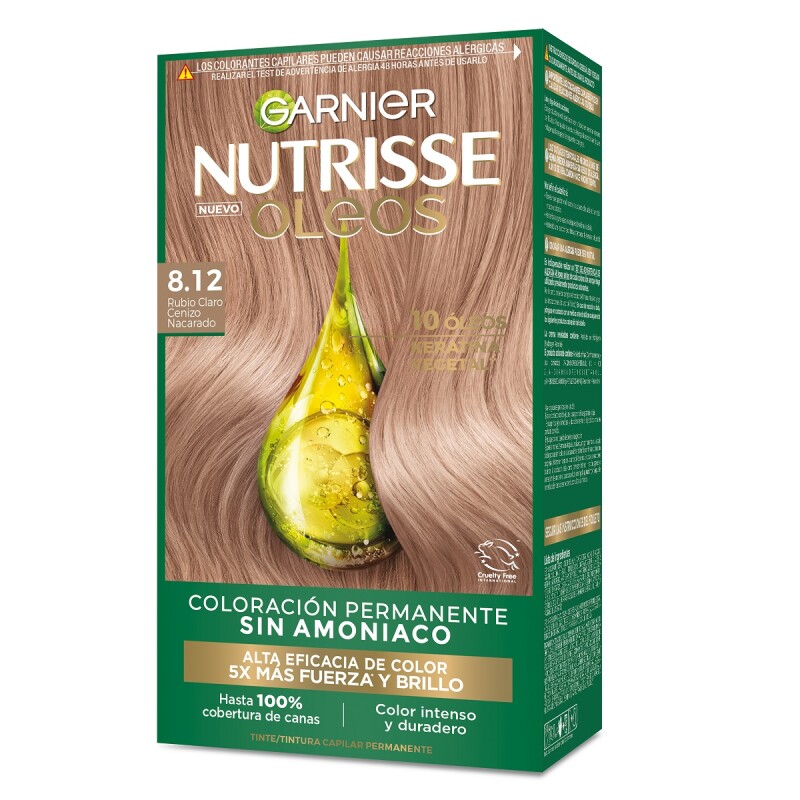 Tinta Garnier Nutrisse Oleos N°8.12 Rubio Claro Platinado Tinta Garnier Nutrisse Oleos N°8.12 Rubio Claro Platinado