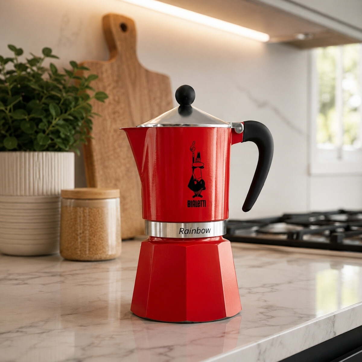 Cafetera Moka Rainbow Roja 270ml 6 Tazas Bialetti 