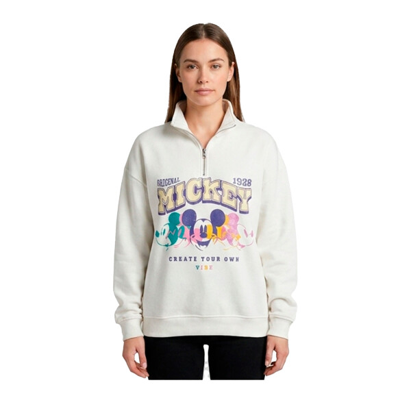 Buzo Disney 1/2 Cierre Dama ( Half Zip ) de Mujer - MIIAFW24500 Blanco