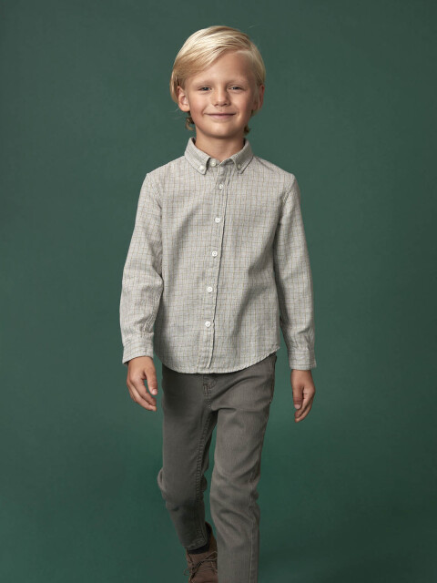 Camisa De Cuadros Gris Melange
