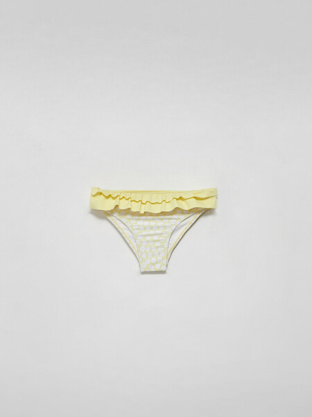 Bombacha bikini con volados Flores - Amarillo
