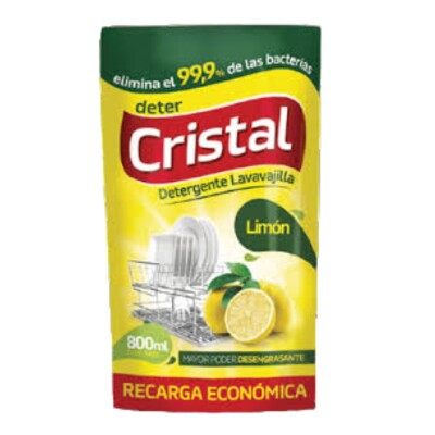 Detergente Líquido Cristal Limón Repuesto Doy Pack 800 ML Detergente Líquido Cristal Limón Repuesto Doy Pack 800 ML