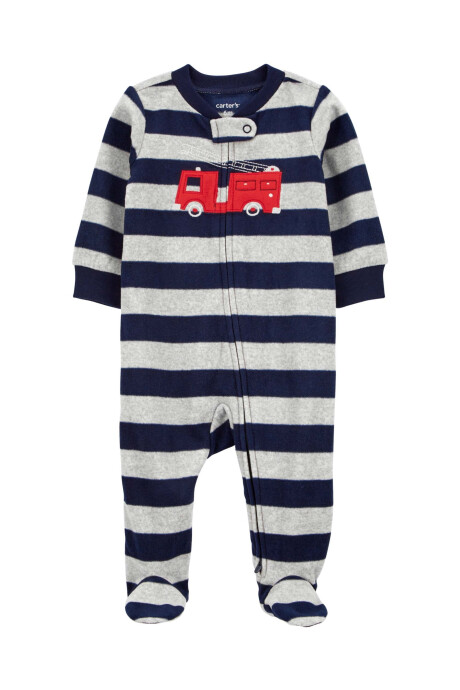 Pijama una pieza de micropolar, con pie, estampa bombero. Talles 0-9M Pijama una pieza de micropolar, con pie, estampa bombero. Talles 0-9M