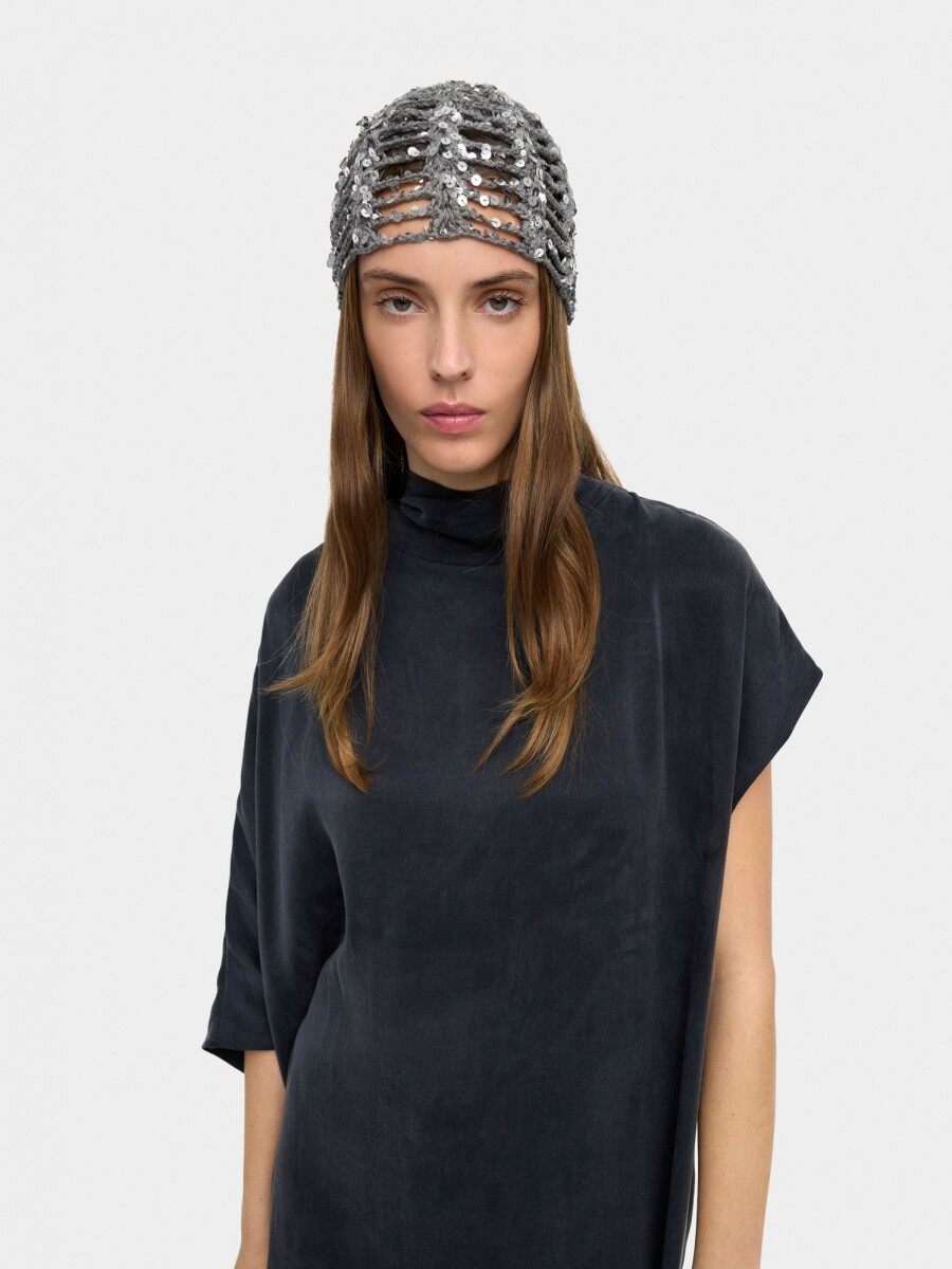Gorro De Algodón Con Lentejuelas plateado