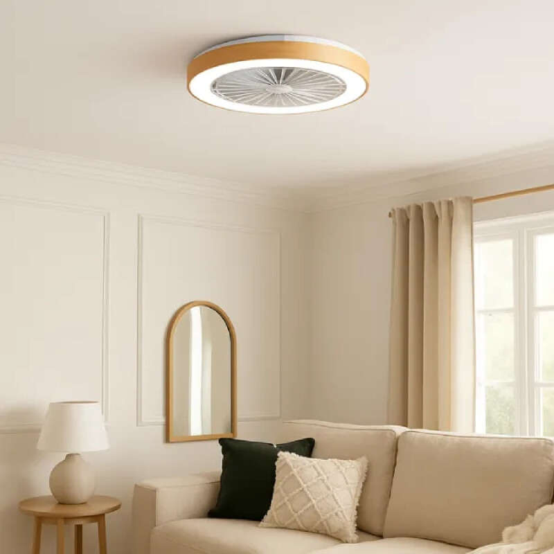 VENTILADOR DE TECHO DETROIT 20W Luminaria LED y Ventilador de Techo con Control Remoto CCT Detroit Wood