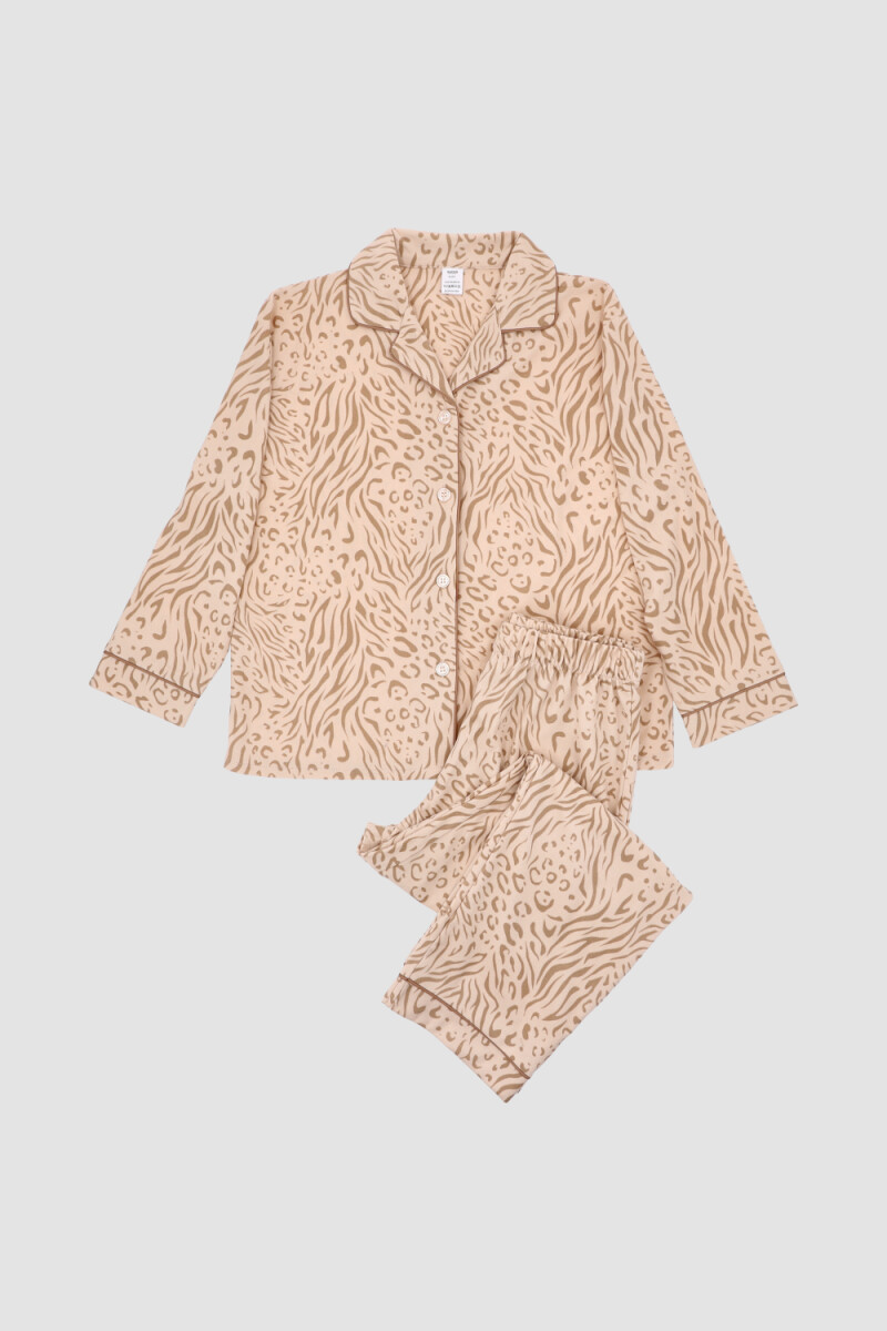 Pijama wincy animal print - Crema 