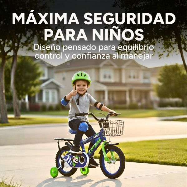 Bicicleta Infantil XMZ Rodado12 Canasto Parrilla Guardabarro Azul 1