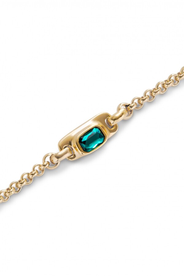PULSERA DE CADENA BAÑADA EN ORO 18K CON CRISTAL VERDE Pulsera