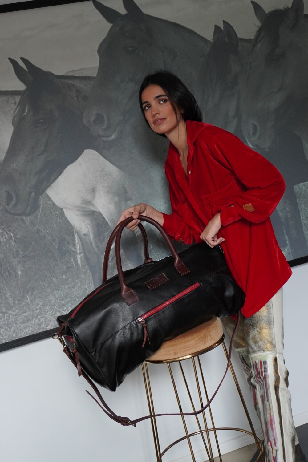Honey Weekender Bag Negro Red Zip
