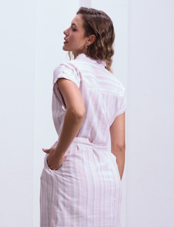 Vestido Algodon Detalle Botones ROSA/MULTI