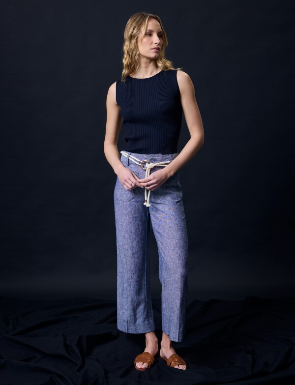 Pantalon Lino Cinto AZUL