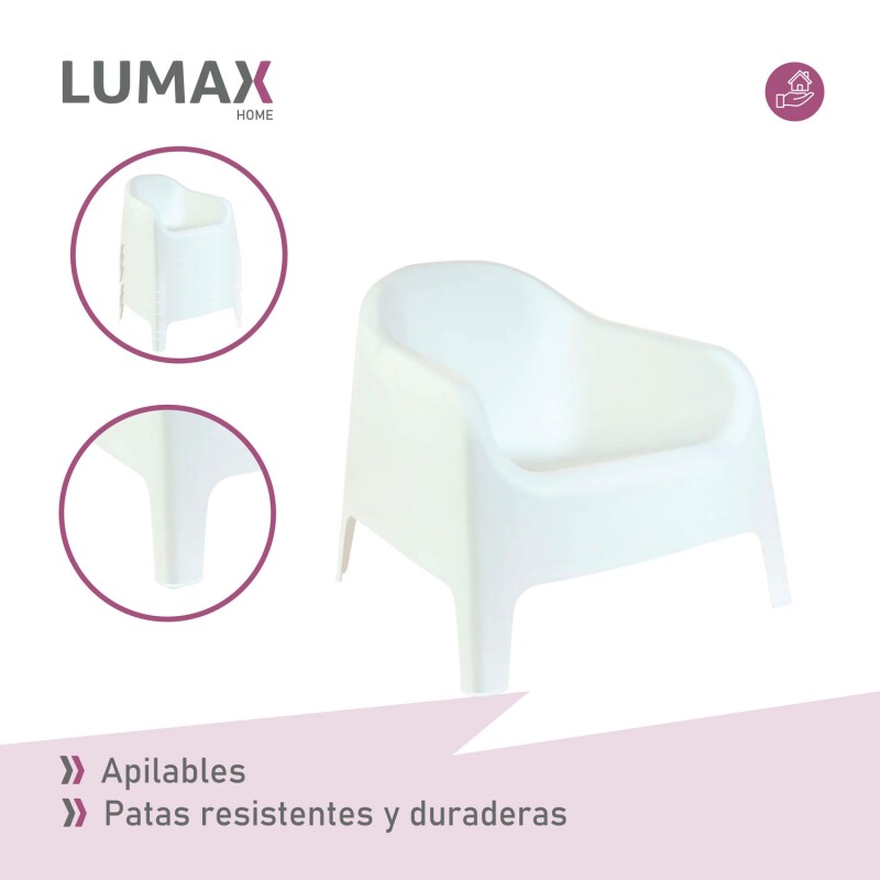 Silla Plastico Skarpo Jardin Liso Blanco