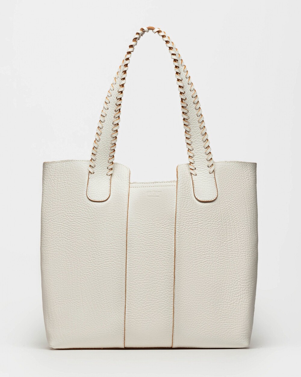 Shopper The Braided en cuero graneado Blanco