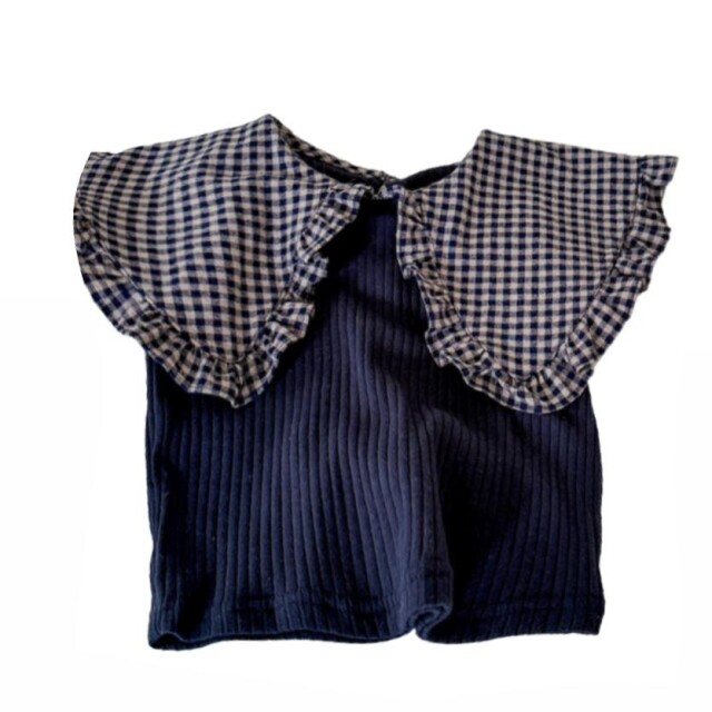 Remera con Cuello Cuadrille Azul Remera con Cuello Cuadrille Azul